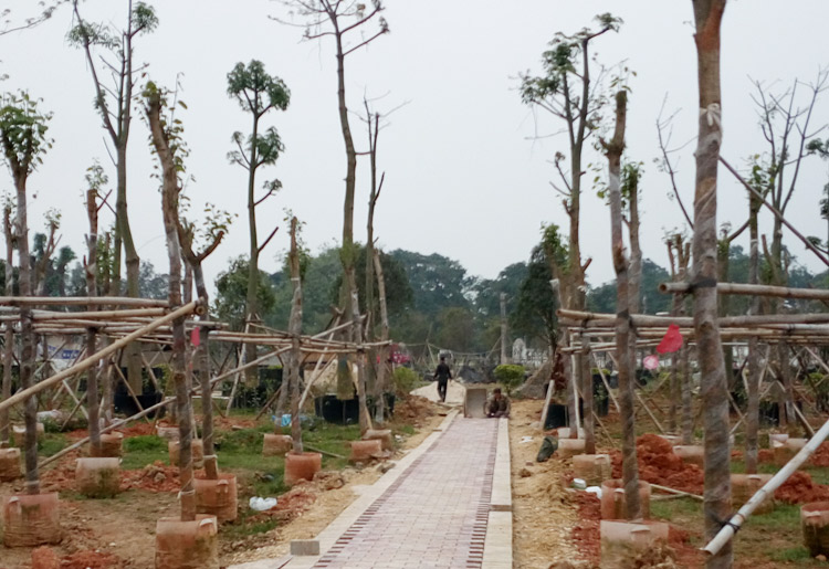 备战五一倒计时25天 泰宁生态产业园精英团队用汗水浇灌出的生命光彩工人正在埋头铺设地砖